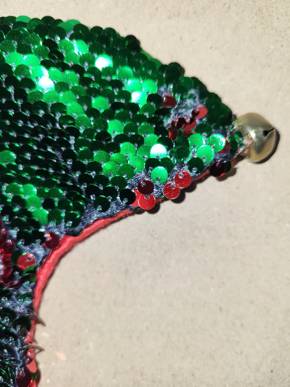 Kids Green Sequin Elf Hat with Jingle Bells